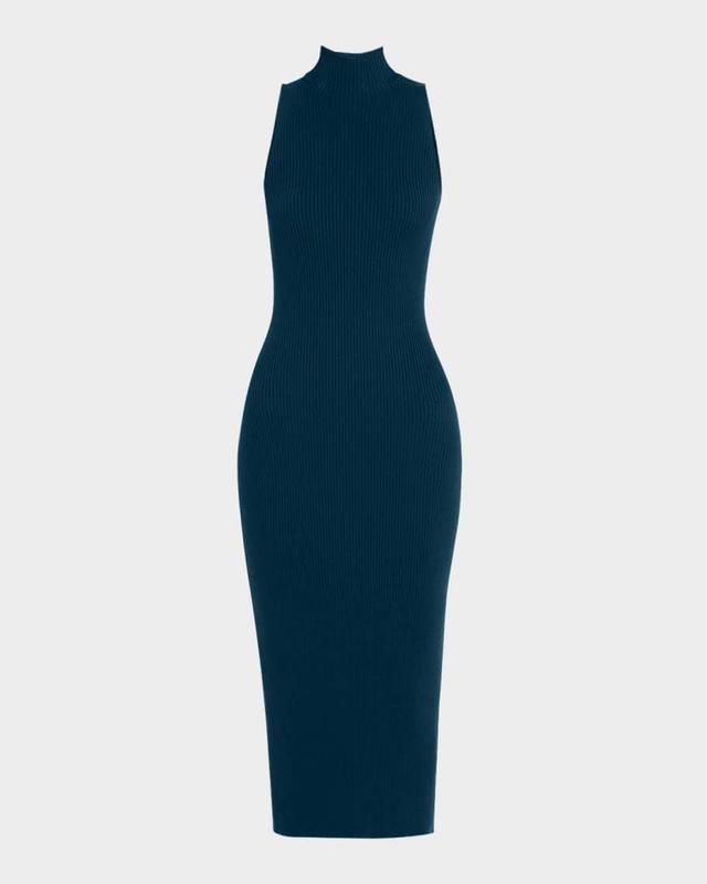 Rib-Knit Cashmere Fitted Dress Product Image