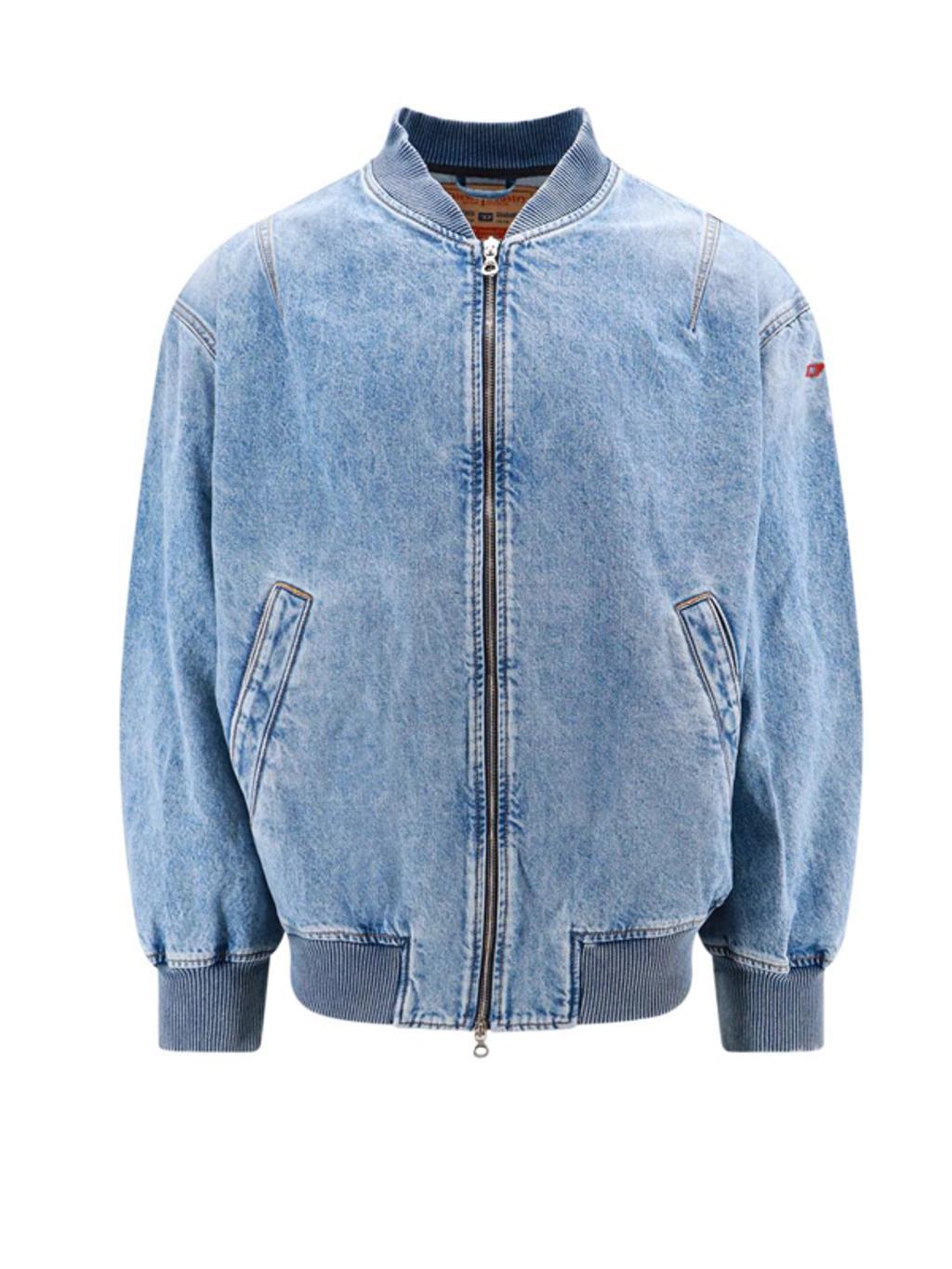 Logo-embroidery Denim Jacket In Blue Product Image