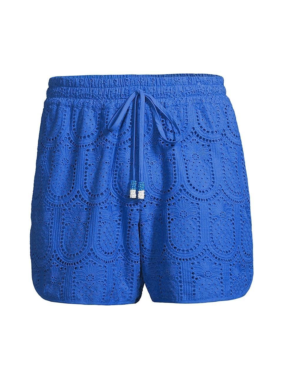 Pineapple Eyelet Shorts, BLUE / XS Product Image