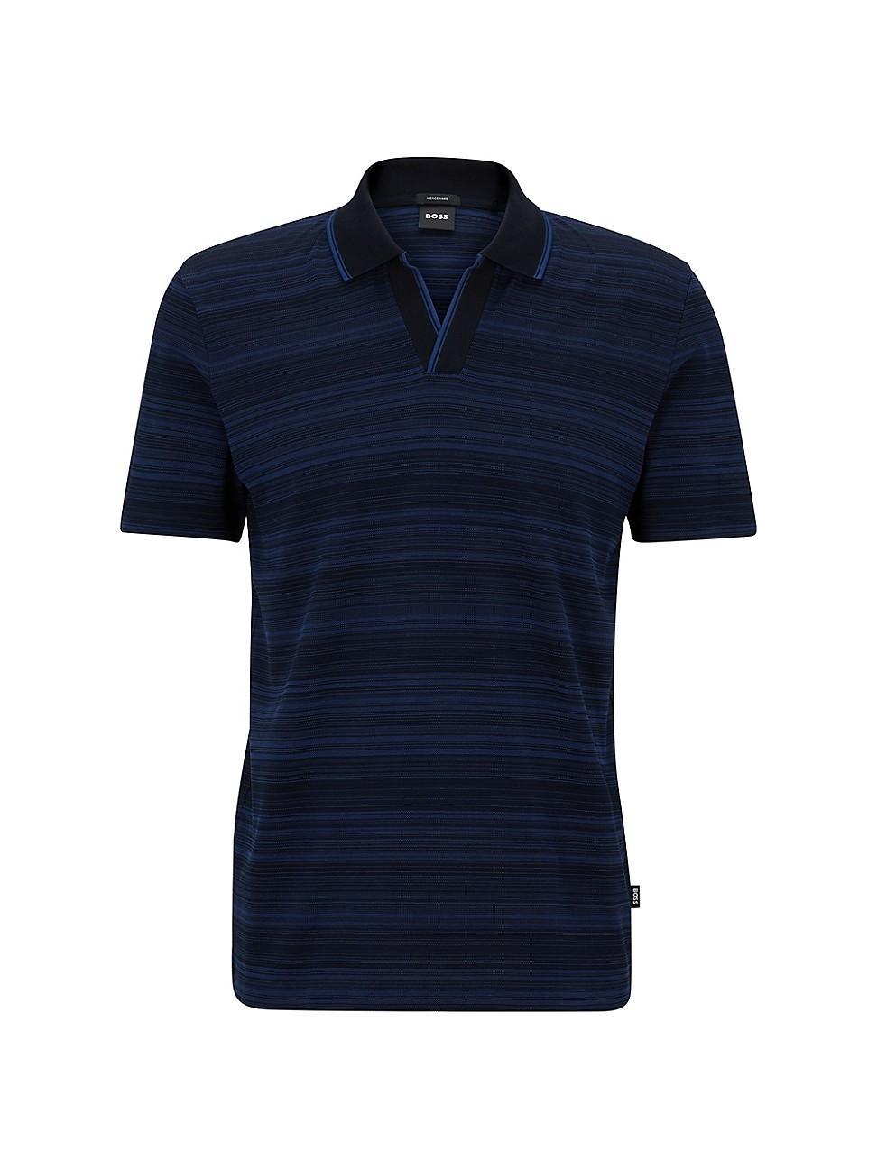 Mens Multi-Toned Jacquard Polo Shirt in Mercerized Cotton Product Image