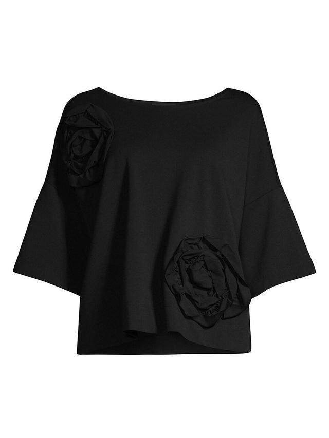 Womens Floral Embroidered Ponte Blouse Product Image