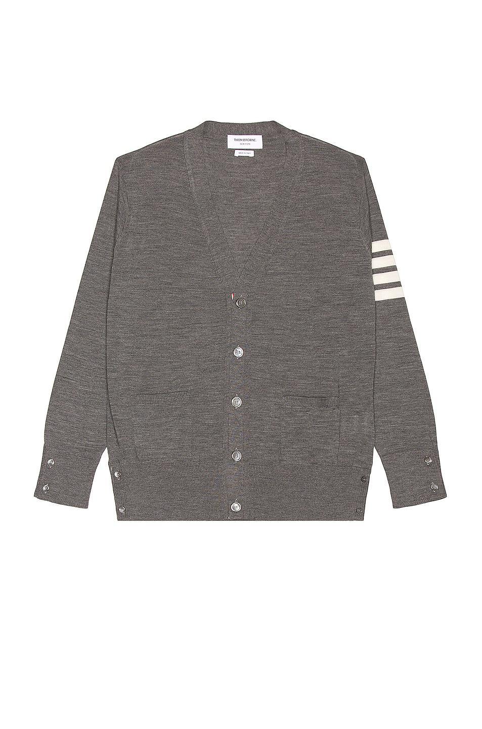 Thom Browne Sustainable Merino Classic Cardigan Sweater in Medium Grey - Grey. Size 1 (also in 5). Product Image