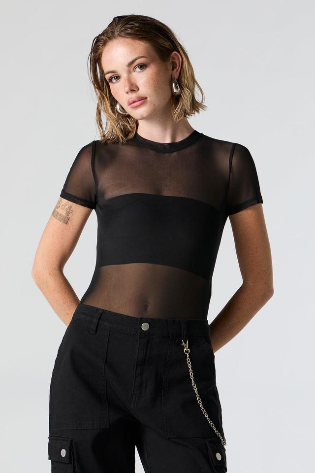 Mesh Short Sleeve Bodysuit Female Product Image