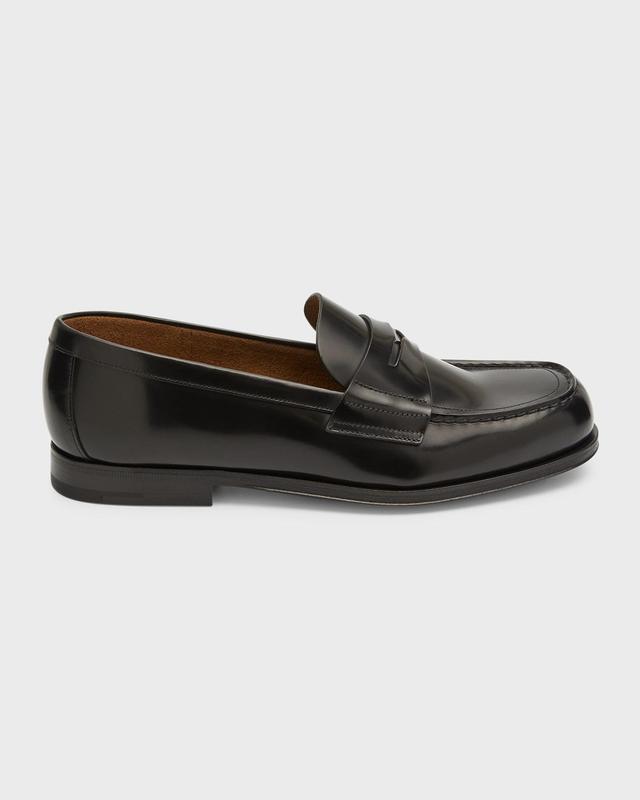 Prada Men's Spazzolato Triangle Logo Penny Loafers - Size: 10 UK (11D US) - NERO Product Image