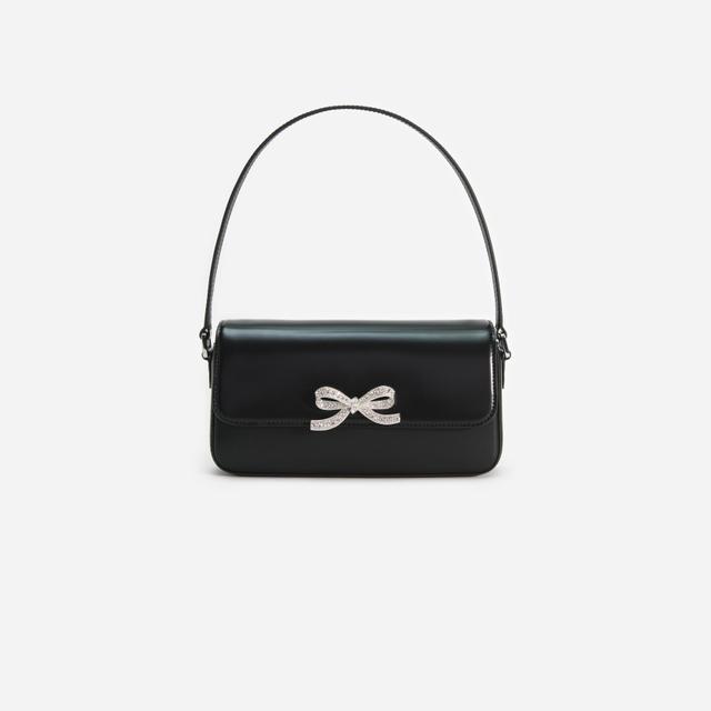 Black Leather Baguette Bag Product Image