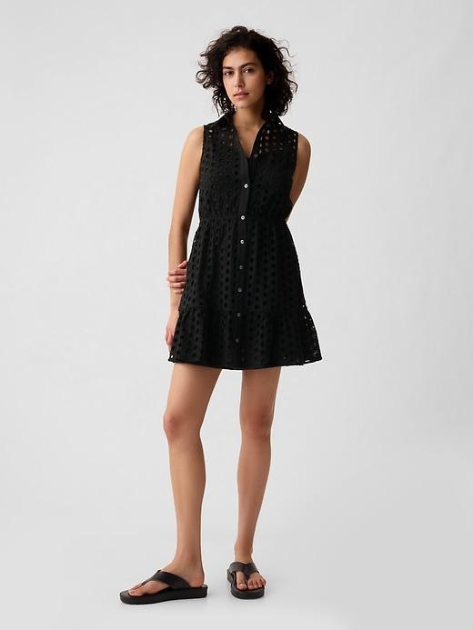 Eyelet Tiered Mini Dress Product Image