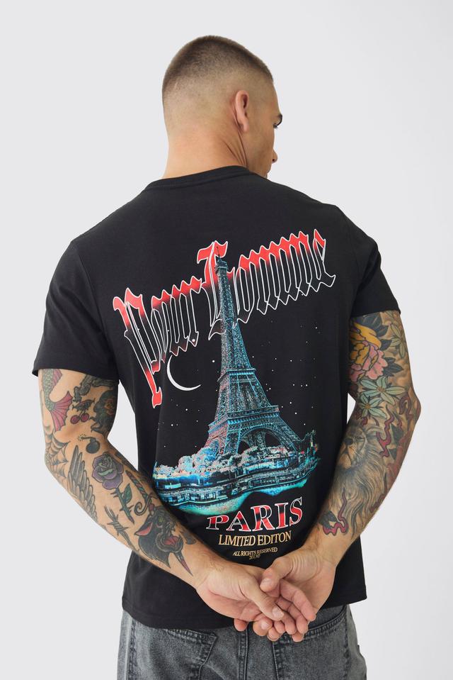 Slim Pour Homme Paris Print T-Shirt | boohooMAN USA Product Image