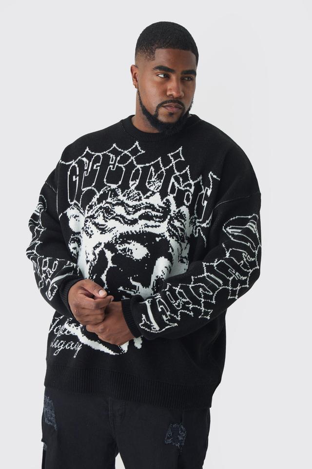 Plus OFCL Renaissance Crew Neck Sweater | boohooMAN USA Product Image