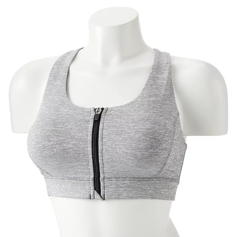 Womens Tek Gear Ultrastretch Medium Support Bra Grey Black Product Image