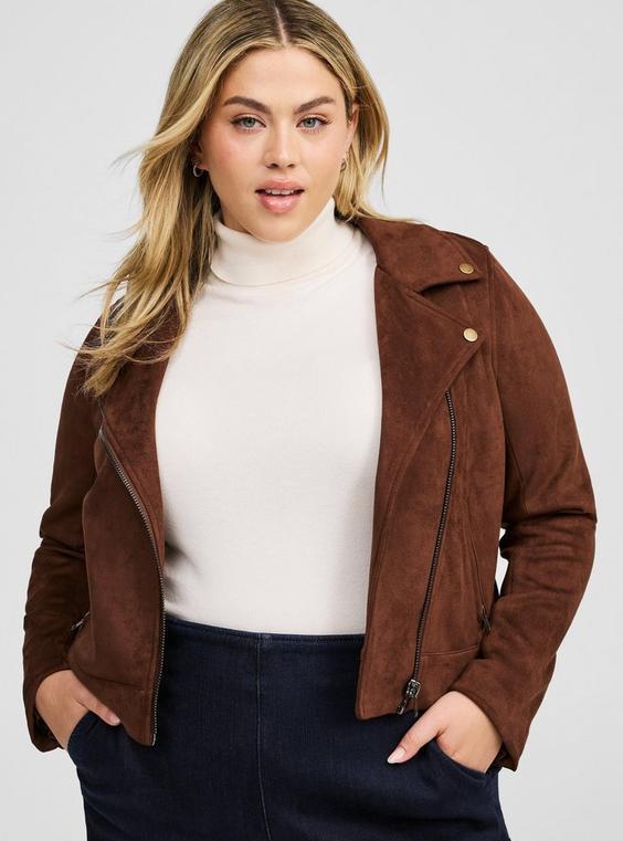 Faux Suede Moto Jacket Product Image