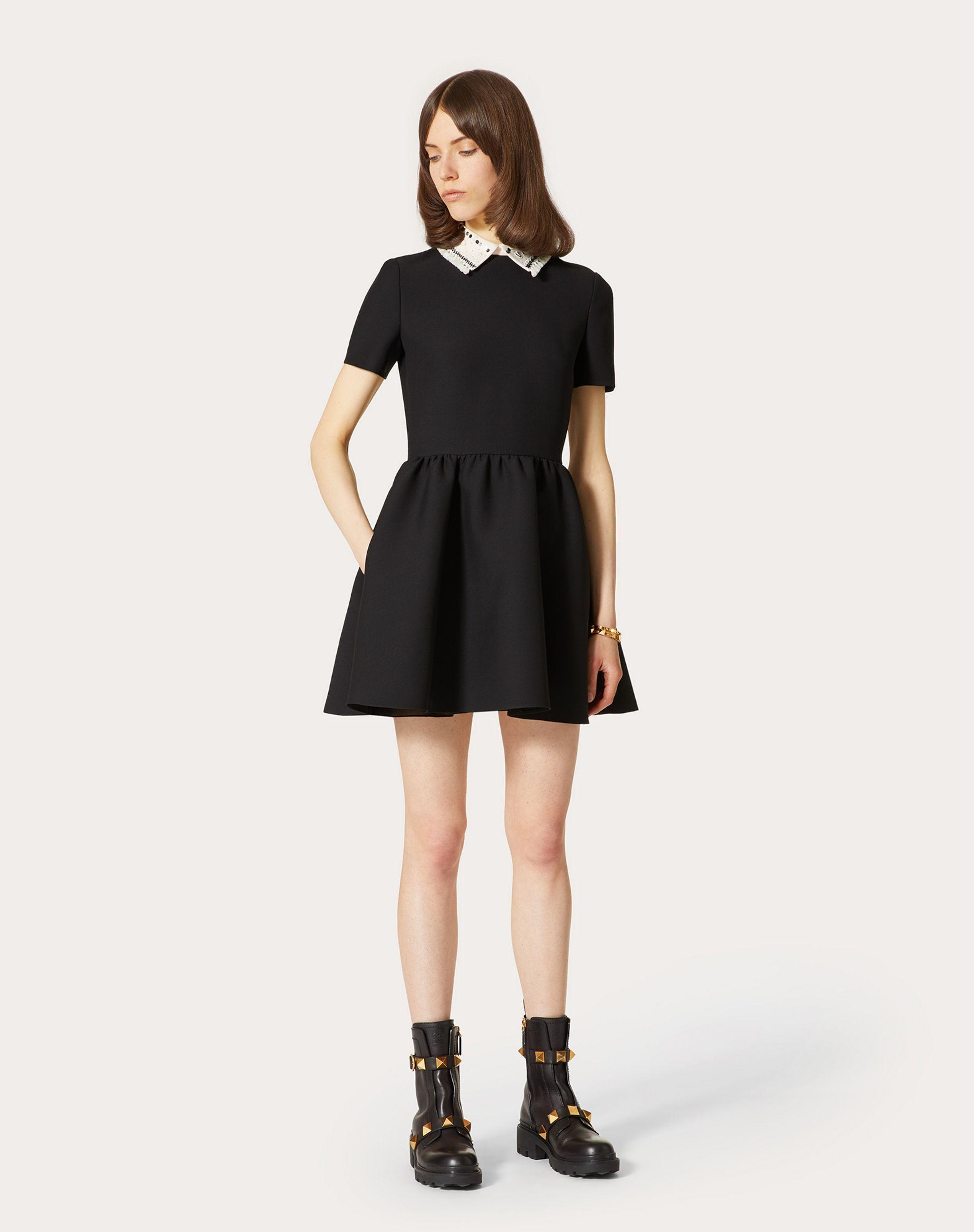 VALENTINO Wool And Silk-blend Crepe Mini Dress In Black Product Image