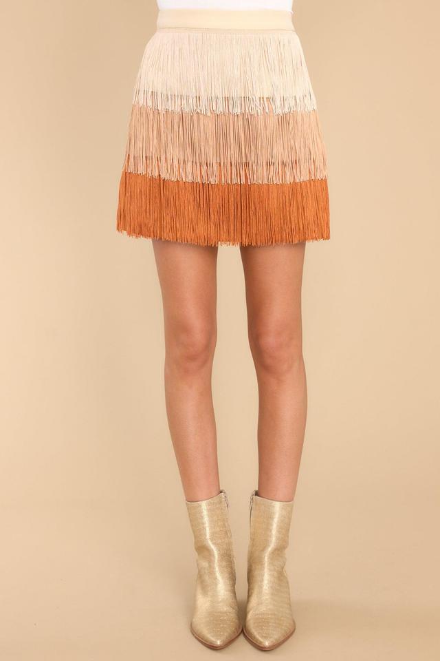 Don't Be Complicated Orange Multi Fringe Mini Skirt Product Image