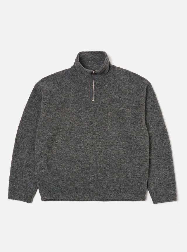 Universal Works Ramsay Quarter Zip in Grey Marl Wool Fleece Product Image