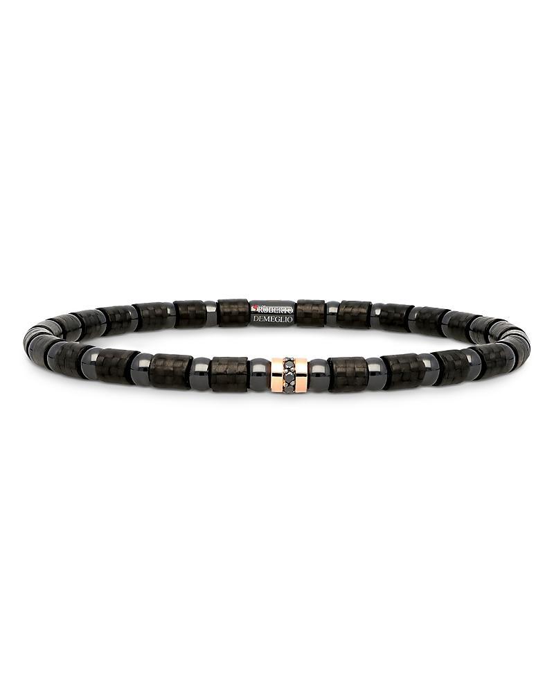 Roberto Demeglio Mens Carbon Black Diamond & 18K Rose Gold Stretch Bracelet Product Image