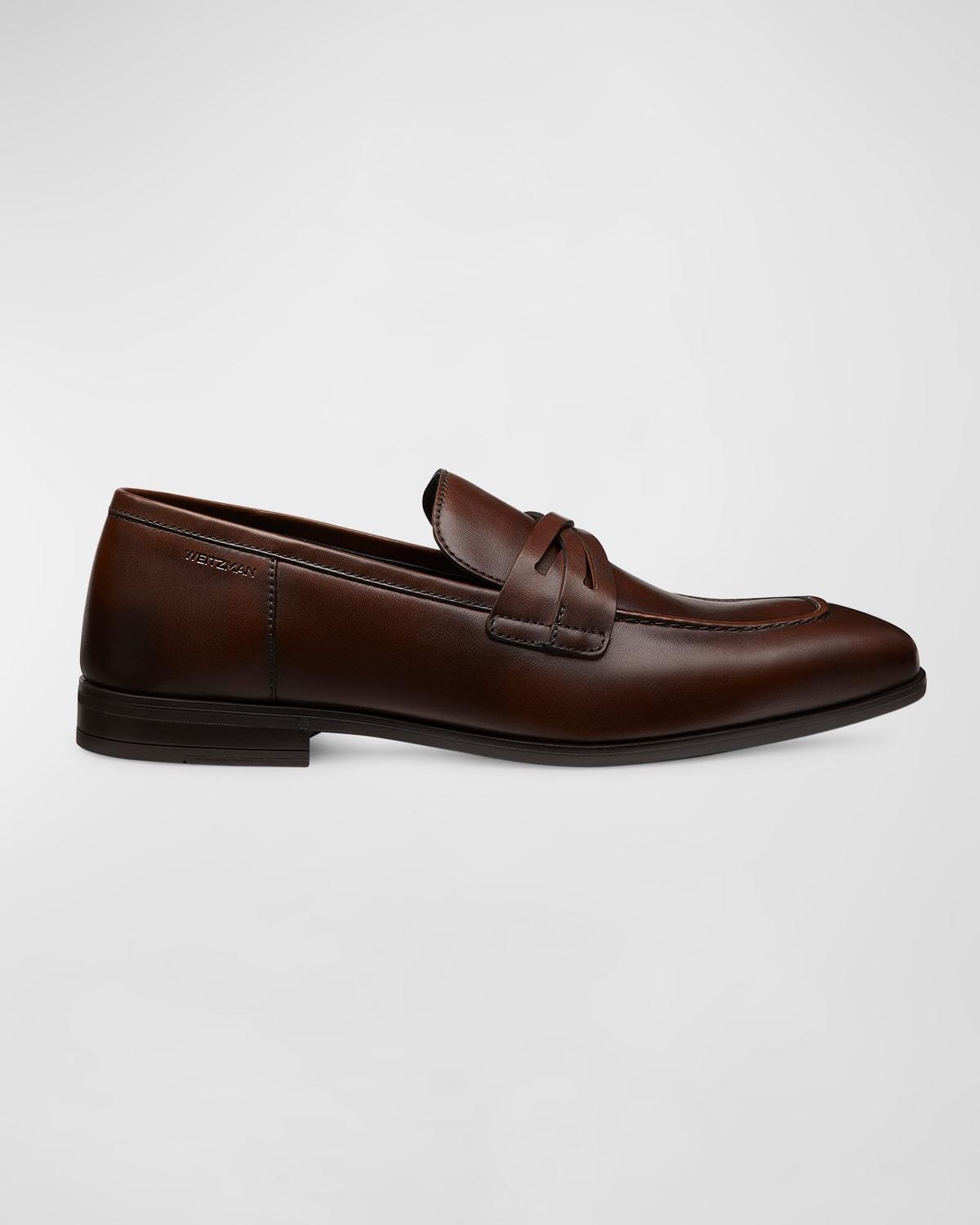 Mens Simon Crisscross Leather Penny Loafers Product Image