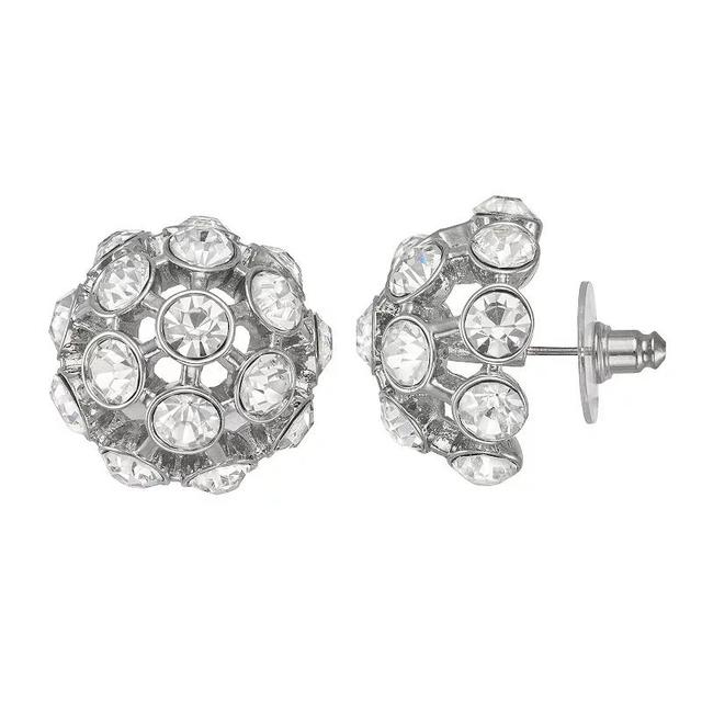 Simply Vera Vera Wang Silver Tone Crystal Dome Statement Stud Earrings, Womens Product Image