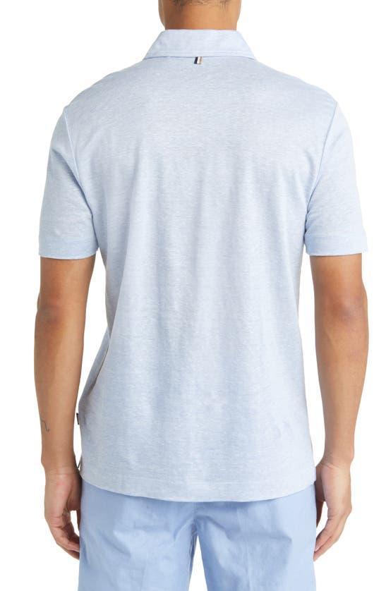 Regular-fit Polo Shirt In Two-tone Linen In Light Blue Product Image