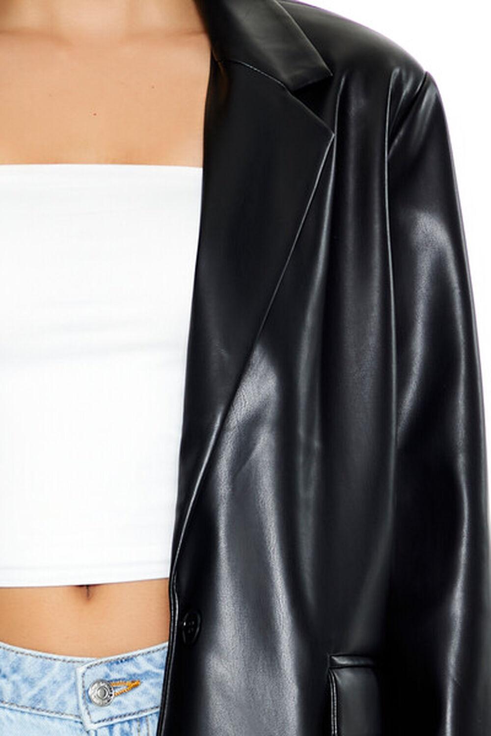 Notched Faux Leather Blazer | Forever 21 Product Image