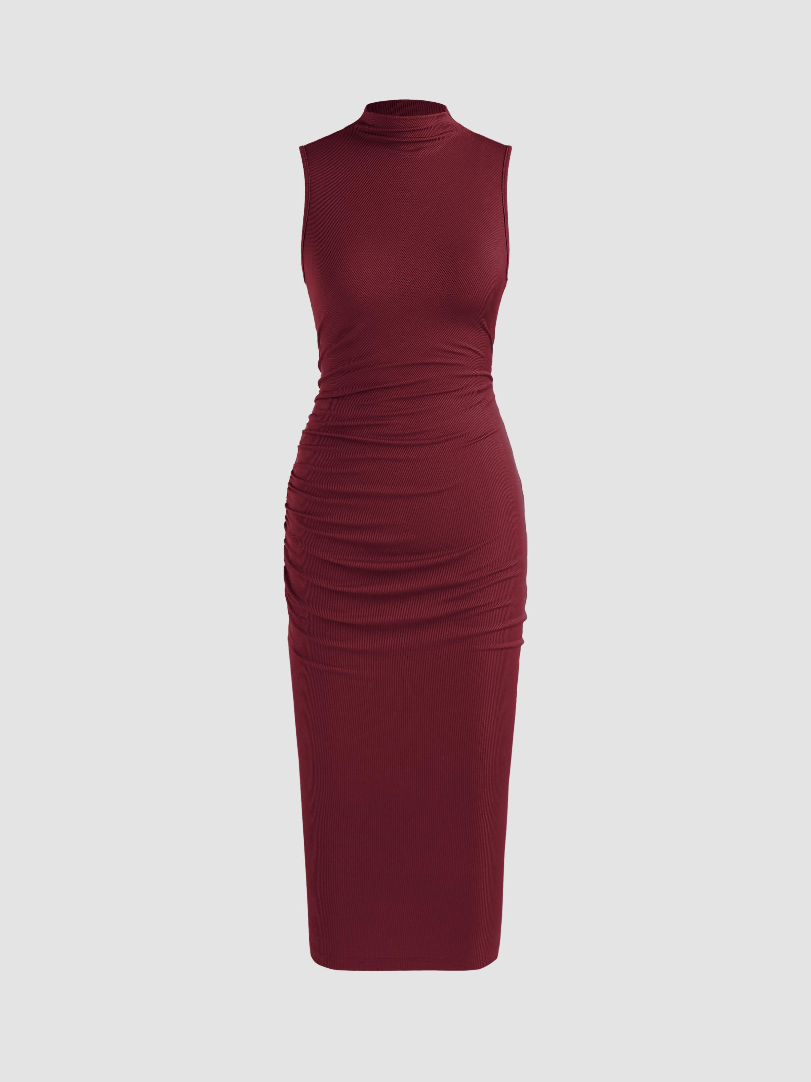 High Neck Ruched Midi Dress product image