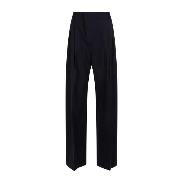 Blue Midnight Wool Wide Leg Trousers In Black Product Image