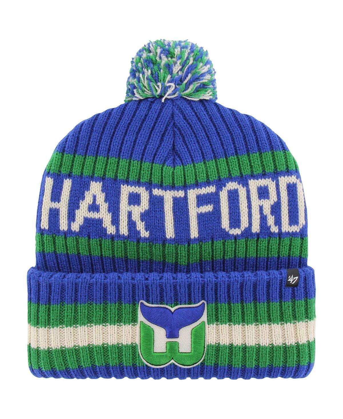 Mens 47 Brand Blue Hartford Whalers Bering Cuffed Knit Hat with Pom Product Image