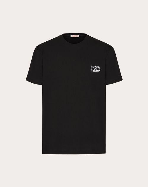 COTTON T-SHIRT WITH VLOGO SIGNATURE PATCH Product Image