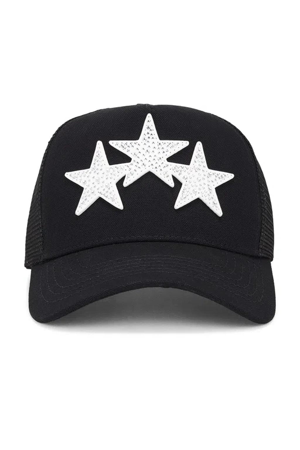 AMIRI Crystal 3 Star Trucker Hat In Black White Product Image