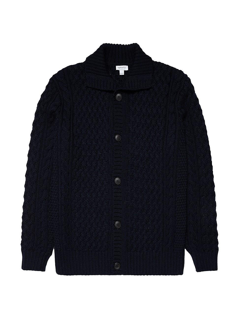 Mens Wool Cable-Knit Cardigan Product Image