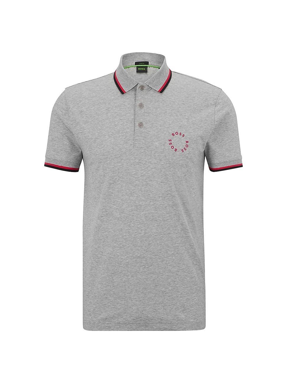 Mens Stretch-Cotton Slim-fit Polo Shirt With Circular Branding Product Image