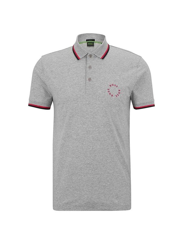 Mens Stretch-Cotton Slim-fit Polo Shirt With Circular Branding Product Image