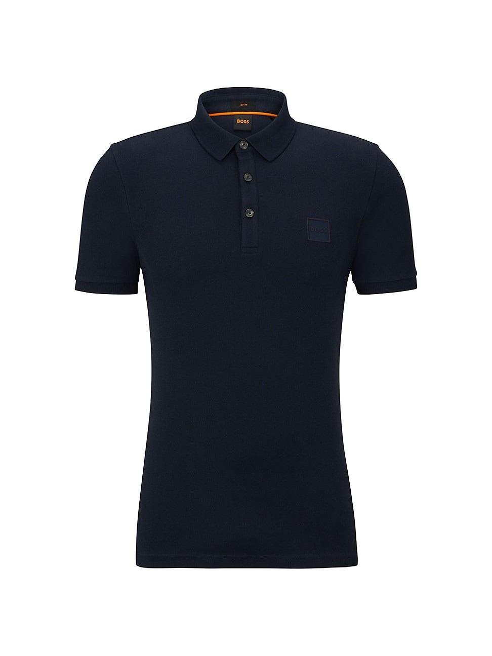 Mens Stretch-Cotton Slim-Fit Polo Shirt With Logo Patch Product Image