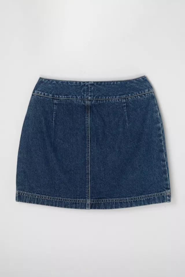 Vintage Y2k Dark Wash Denim Mini Skirt with Zipper Pocket Product Image