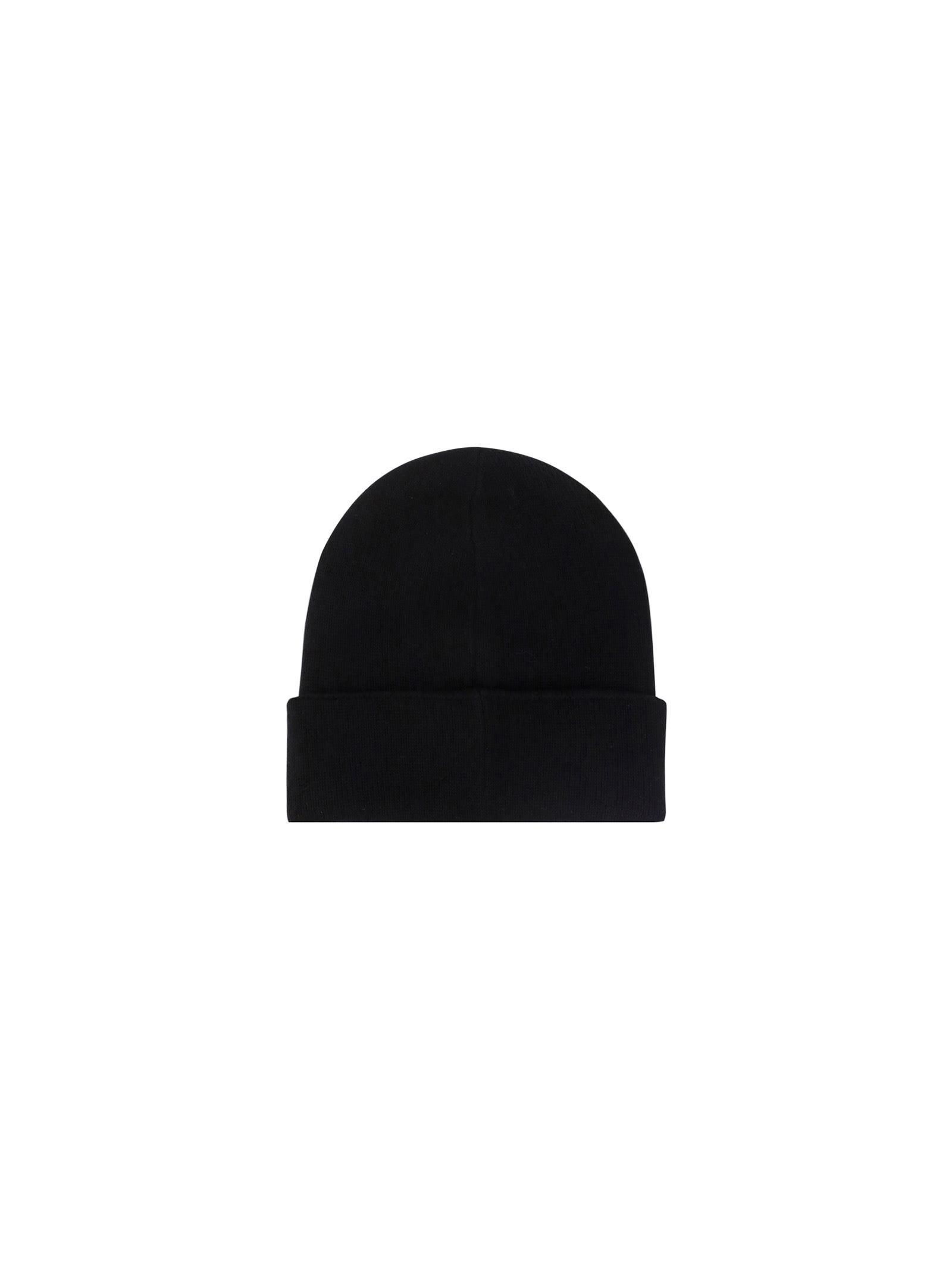 Embroidered Logo Cuffed Cashmere Beanie In Black Product Image