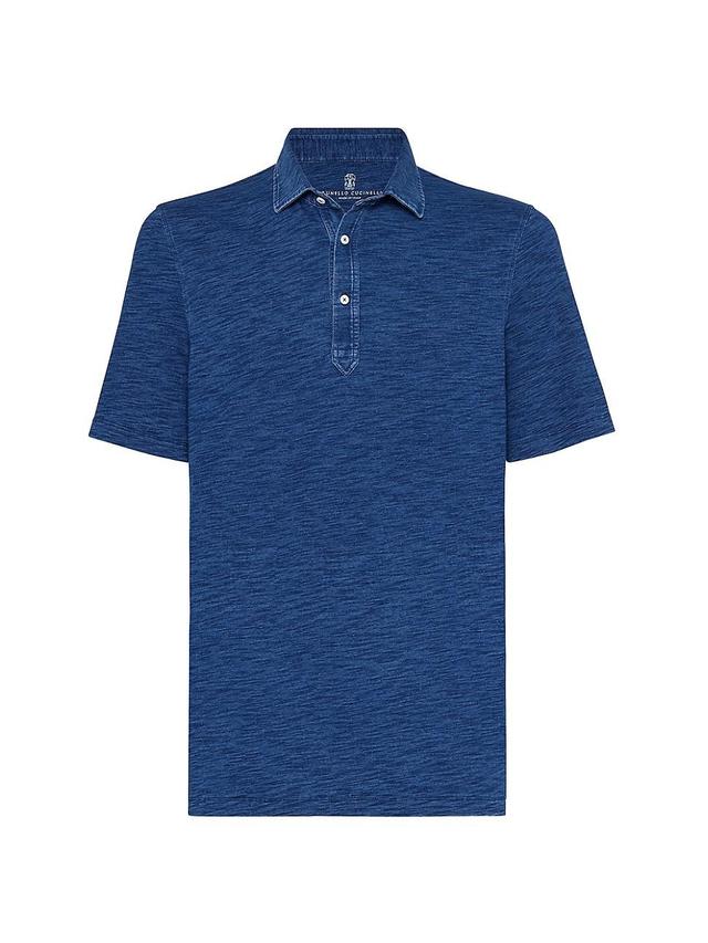 Mens Denim Effect Cotton Jersey Polo Shirt Product Image