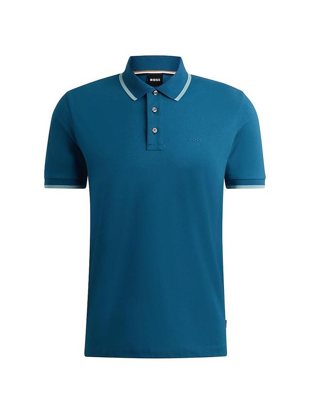 Mens Cotton Piqu Polo Shirt with Logo Detail Product Image