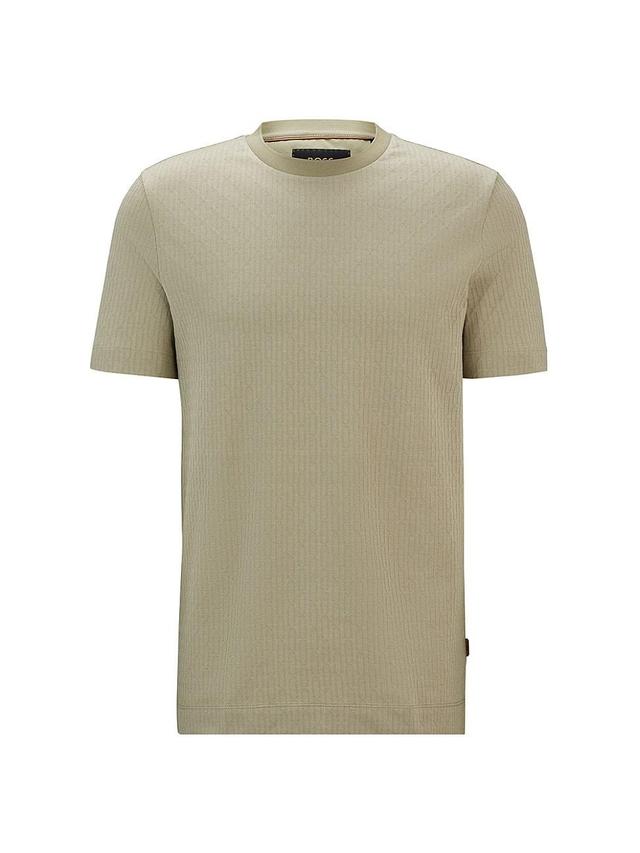 Mens Cotton-Silk T-Shirt with a Signature Quilted Effect Product Image