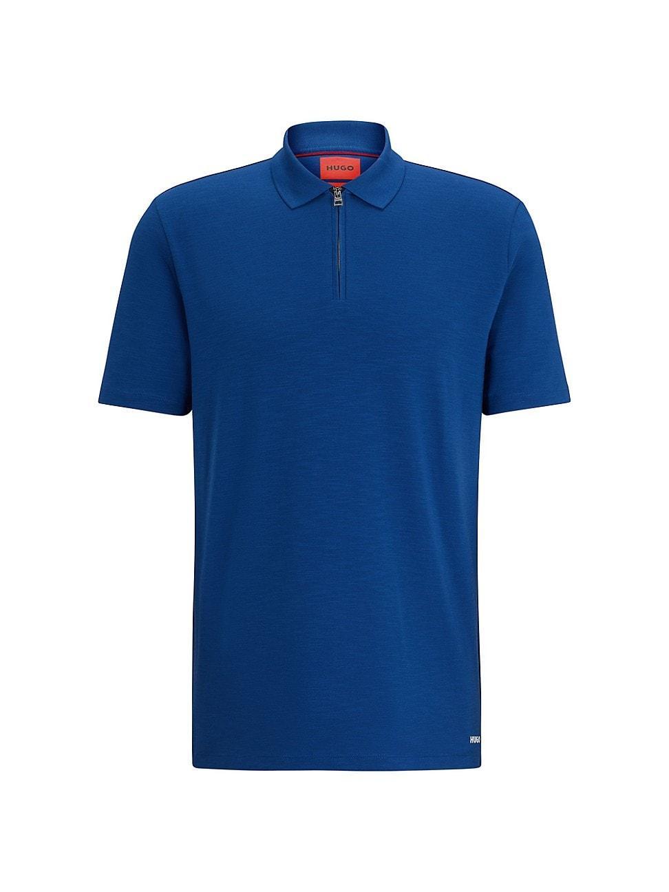 Mens Cotton-Blend Polo Shirt with Zip Placket Product Image