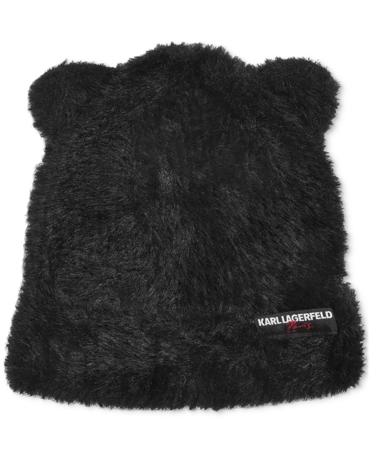 Karl Lagerfeld Paris Womens Fuzzy Eyelash Cat Ears Beanie Product Image