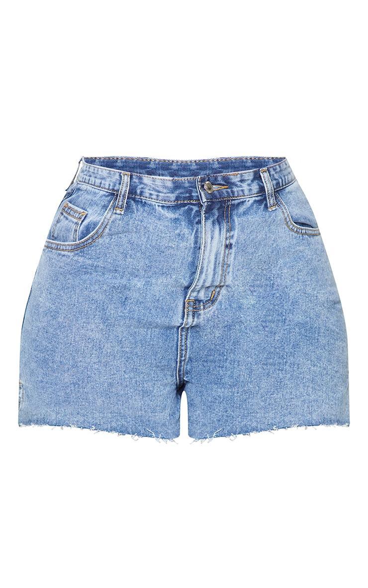 Plus Vintage Wash Split Hem Mom Shorts Product Image