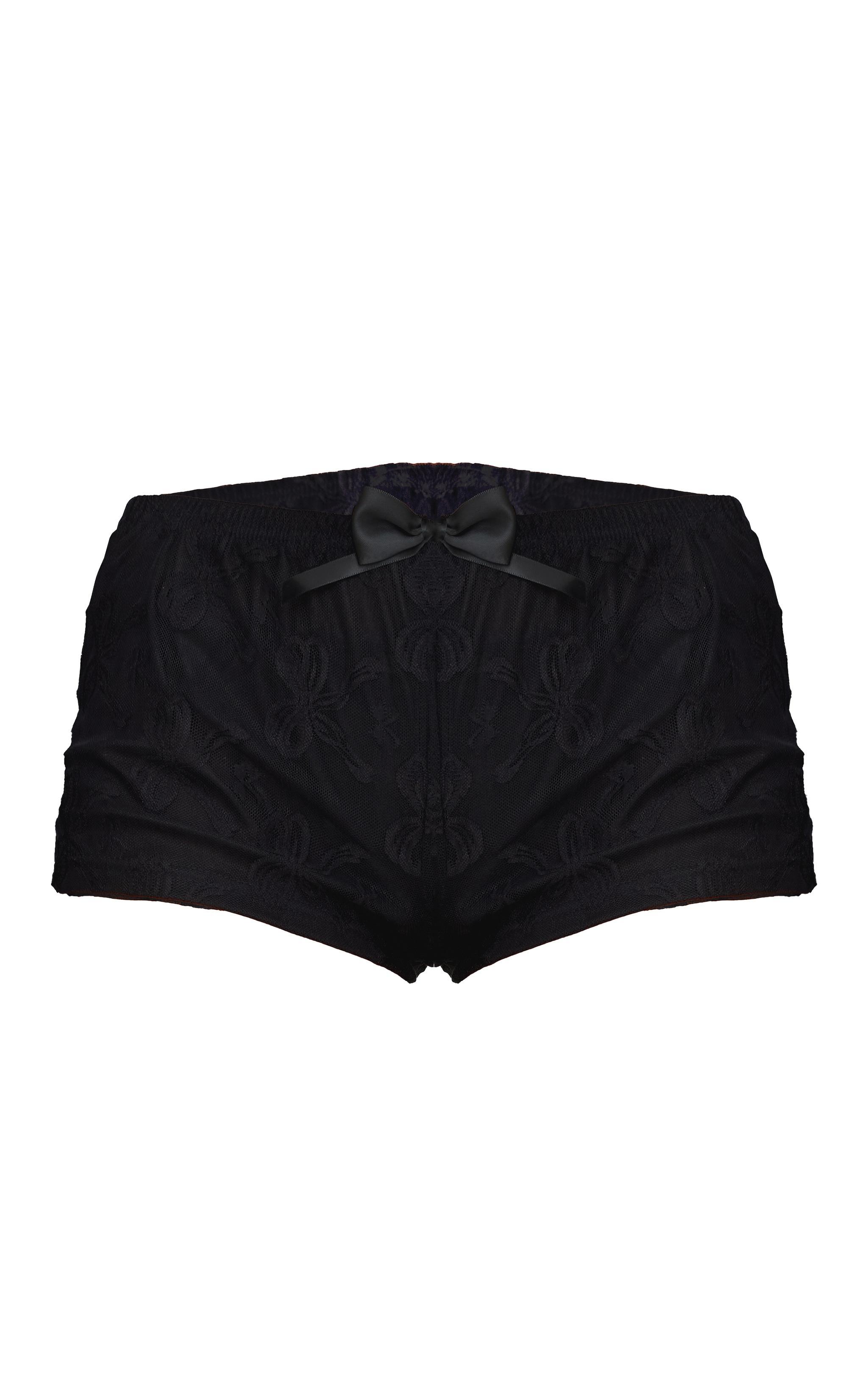 Black Bow Printed Mesh Mini Hot Pants Product Image