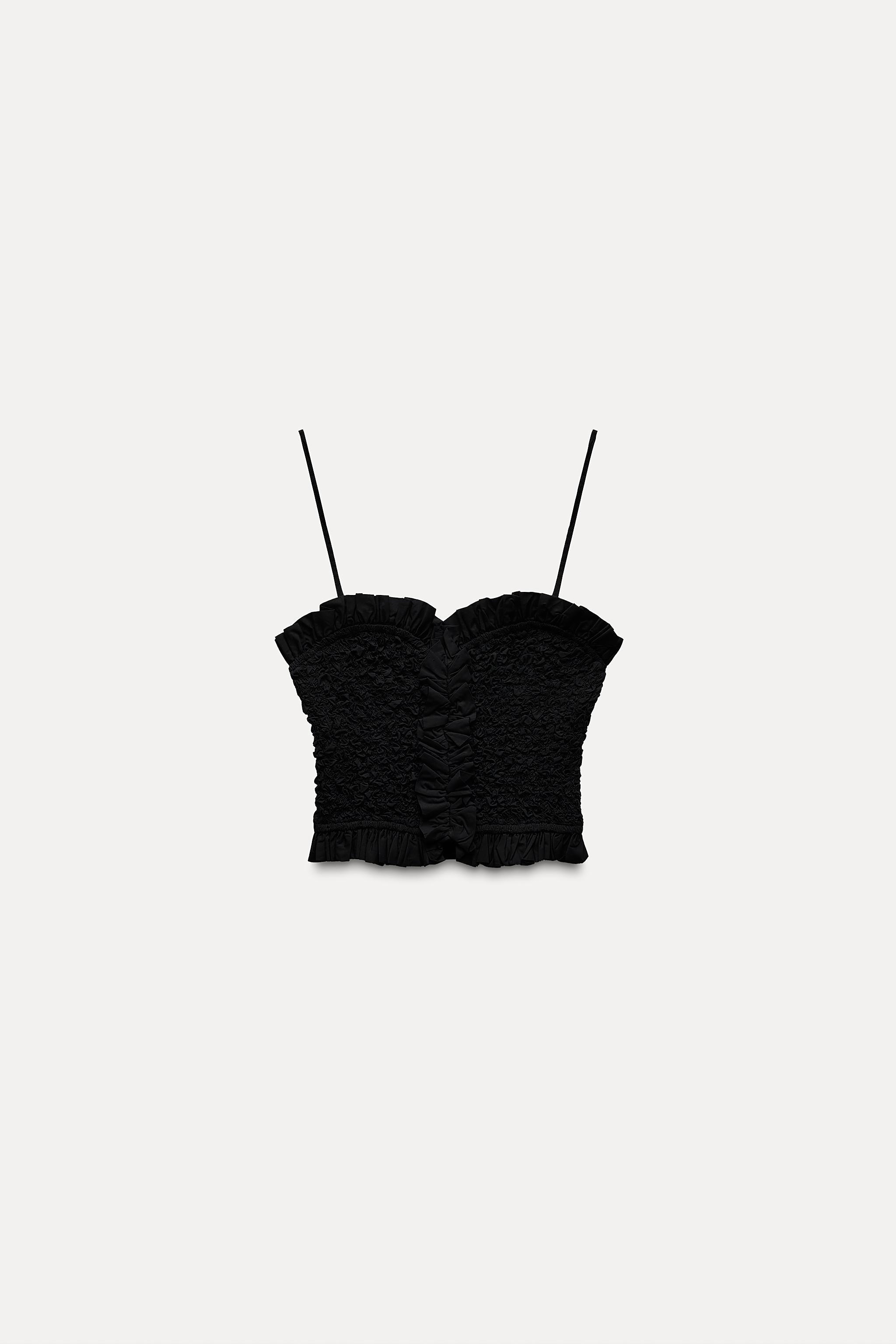 SMOCKED POPLIN CROP TOP Product Image