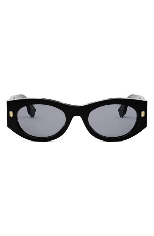 FENDI Roma Acetate Shield Sunglasses In Black Pale Blue Product Image