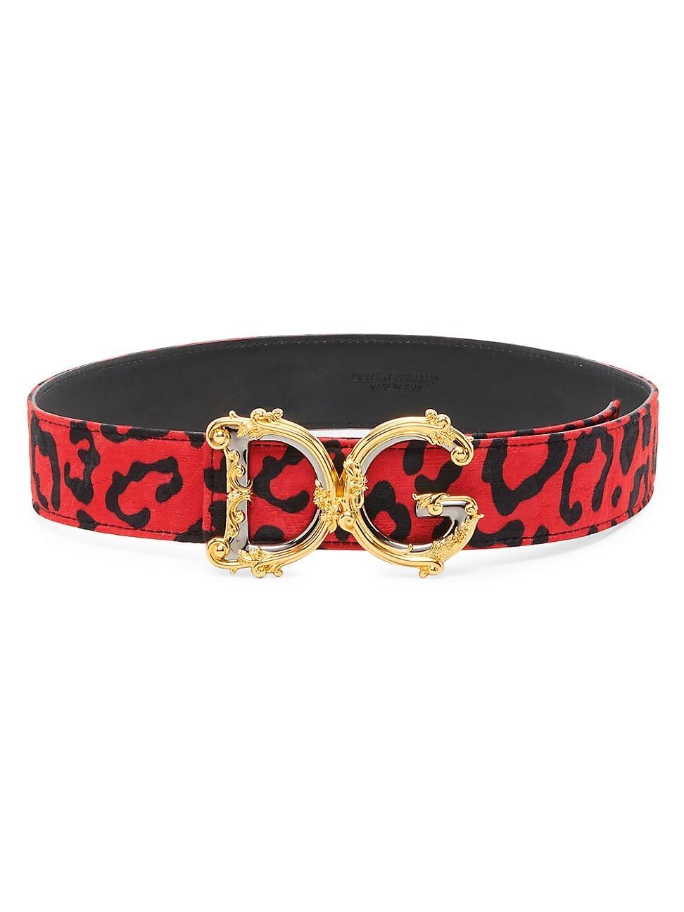 Womens Barocco Logo Leopard-Print Belt Product Image