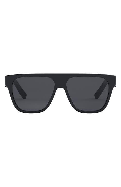 DIOR B23 57mm Square Sunglasses in Shiny Black /Smoke at Nordstrom Product Image