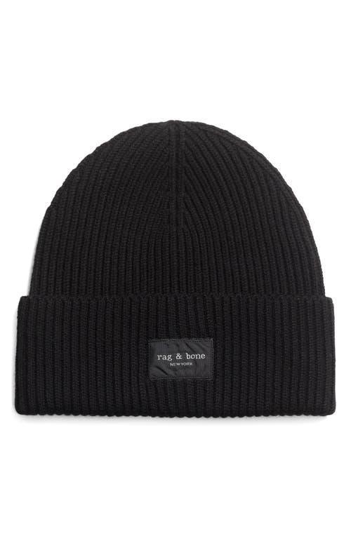 rag & bone Blake Logo Patch Wool Blend Rib Beanie Product Image