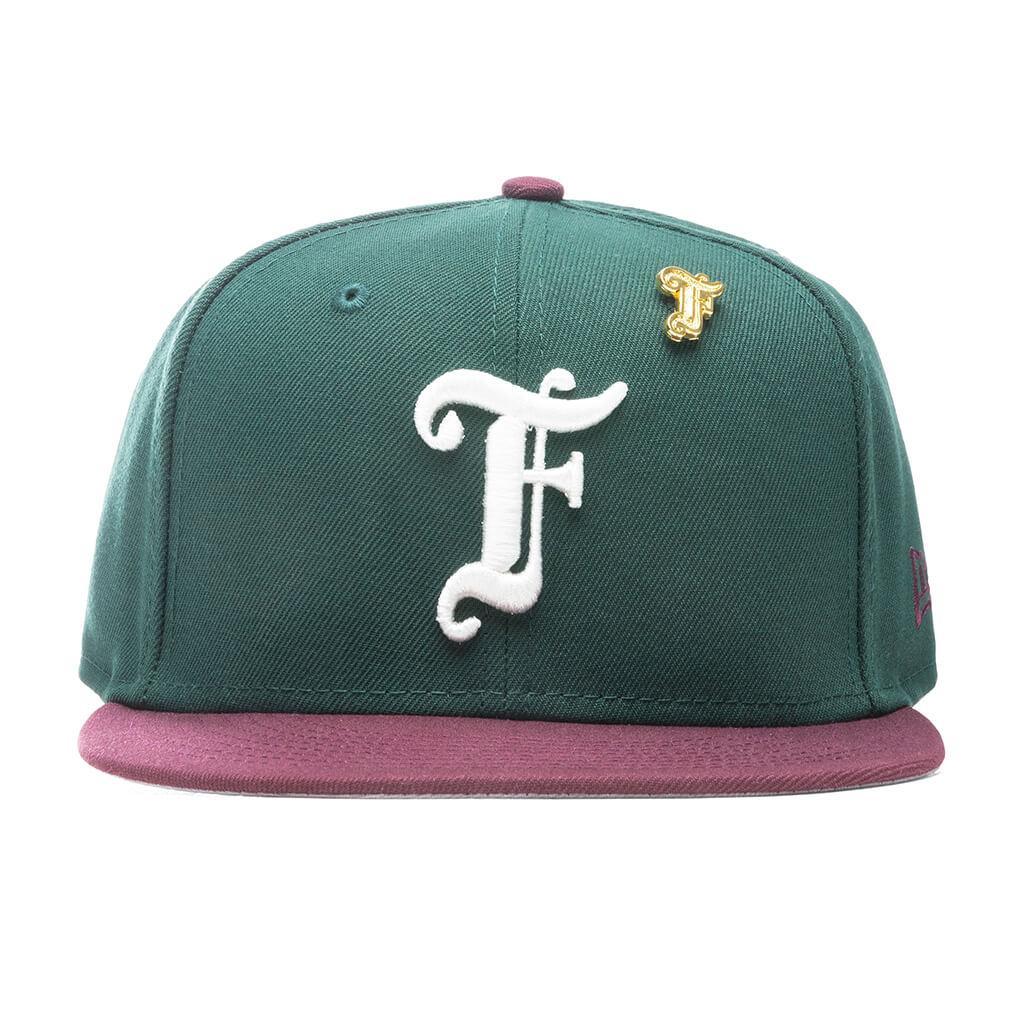 Feature x New Era Old English F Snapback Hat w/ Pin - Dark Green/Maroon Male Product Image