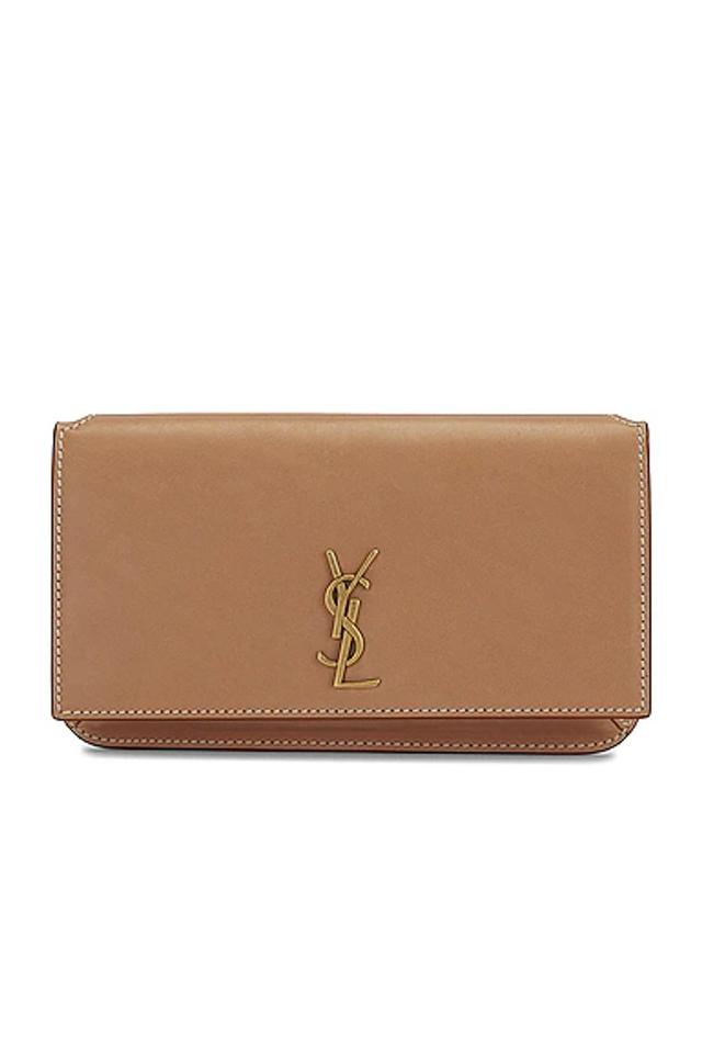 SAINT LAURENT Phone Holder Strap Bag In Vintage Brown Gold Product Image