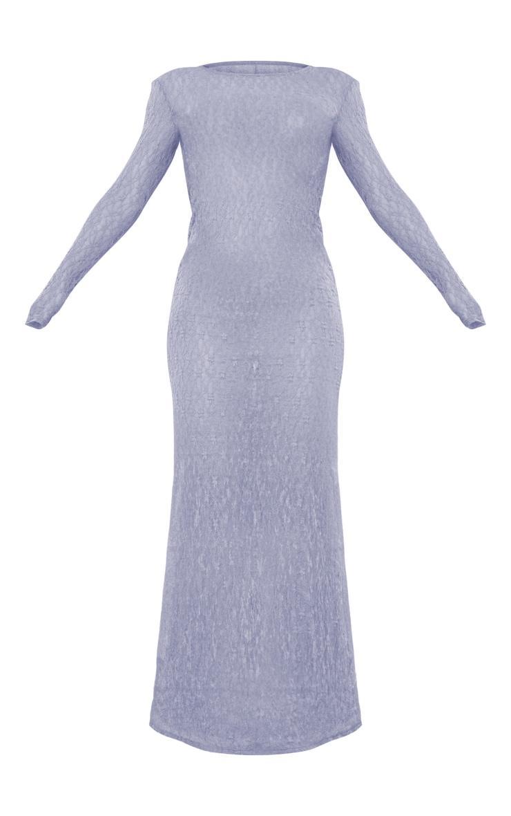 Grey Sheer Lace Long Sleeve Maxi Dress Product Image