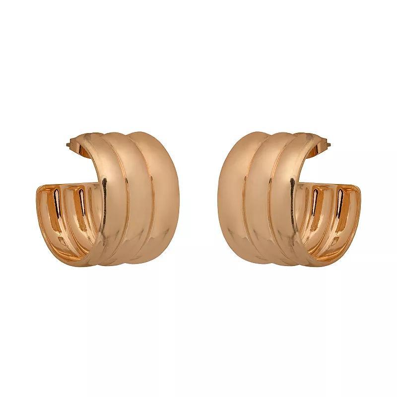 Emberly Gold Tone 3-Row C-Hoop Earrings, Womens, None Product Image