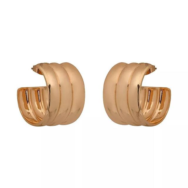 Emberly Gold Tone 3-Row C-Hoop Earrings, Womens, None Product Image